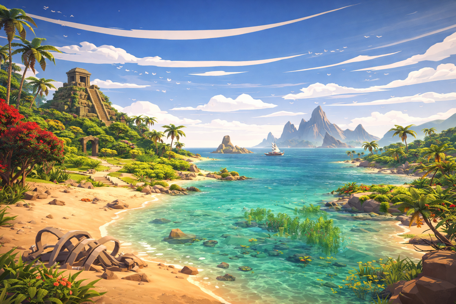The tropical shores and open seas of Aethon